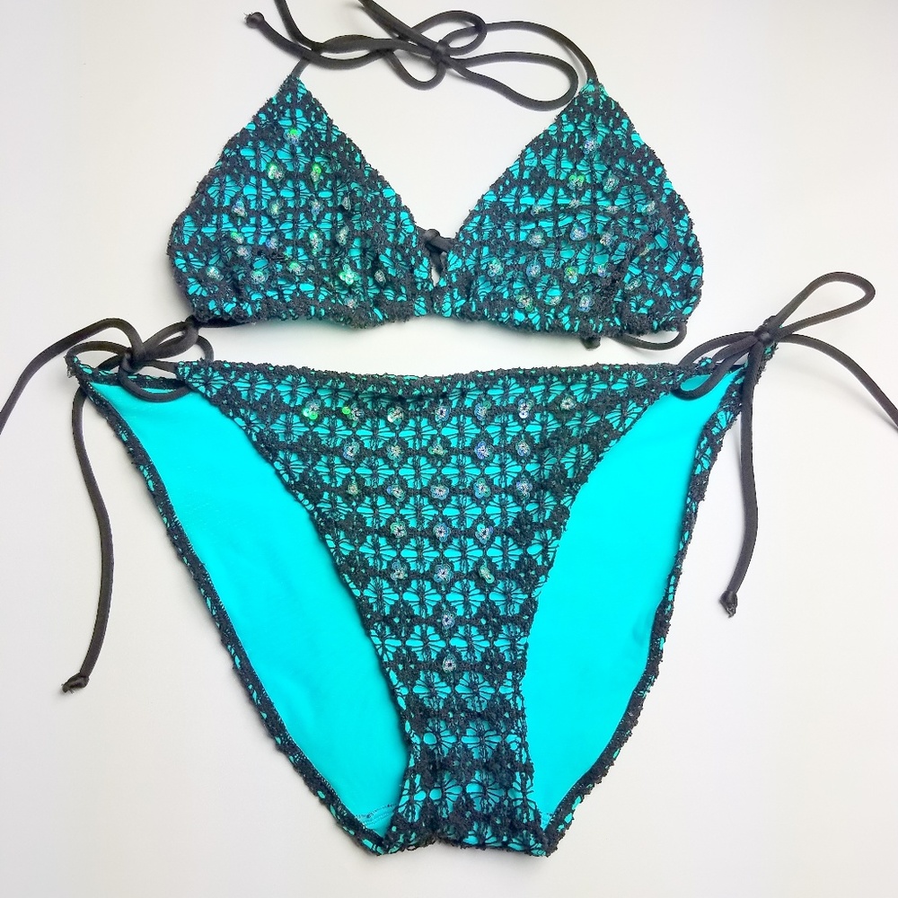 Victoria's Secret Crochet Lace Sequin 2pc Bikini